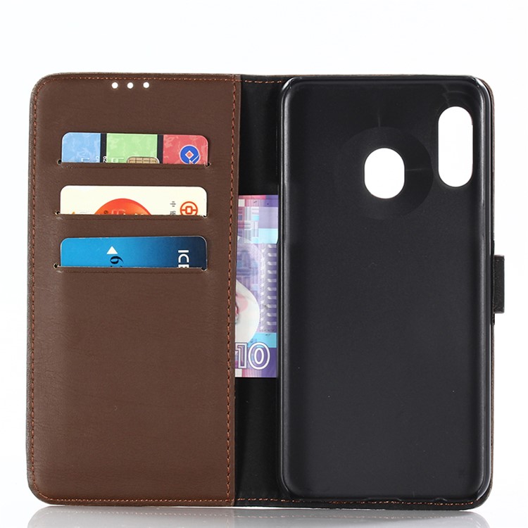 Crazy Horse Texture Retro Leather Flip Case for Samsung Galaxy A20e - Coffee-3