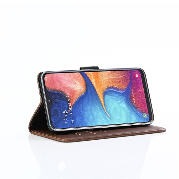 Crazy Horse Texture Retro Leather Flip Case for Samsung Galaxy A20e - Coffee-7