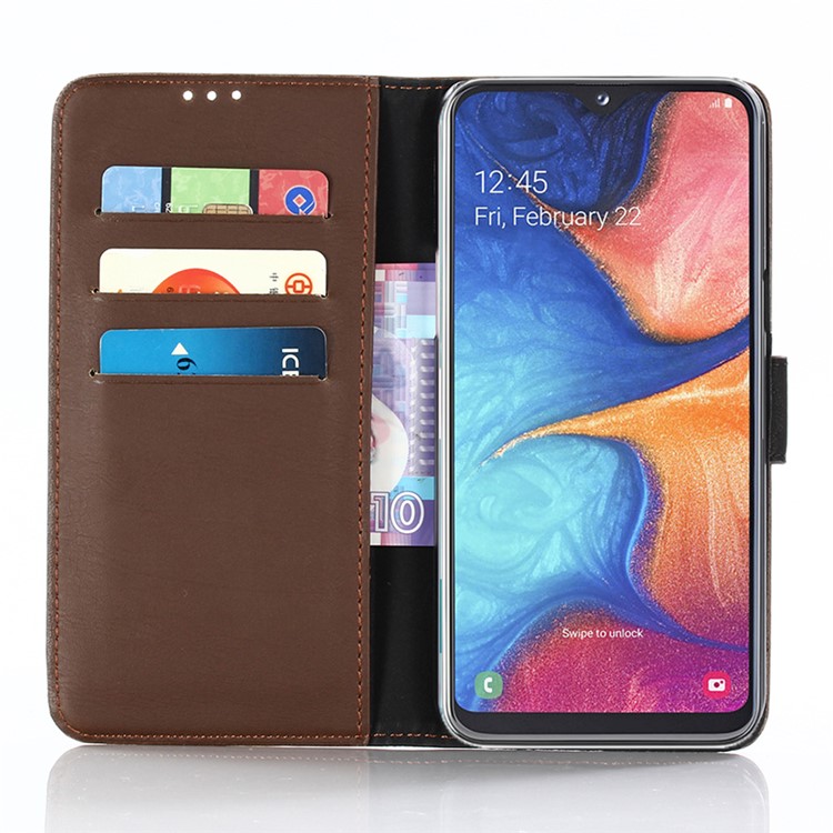 Crazy Horse Texture Retro Leather Flip Case for Samsung Galaxy A20e - Coffee-8