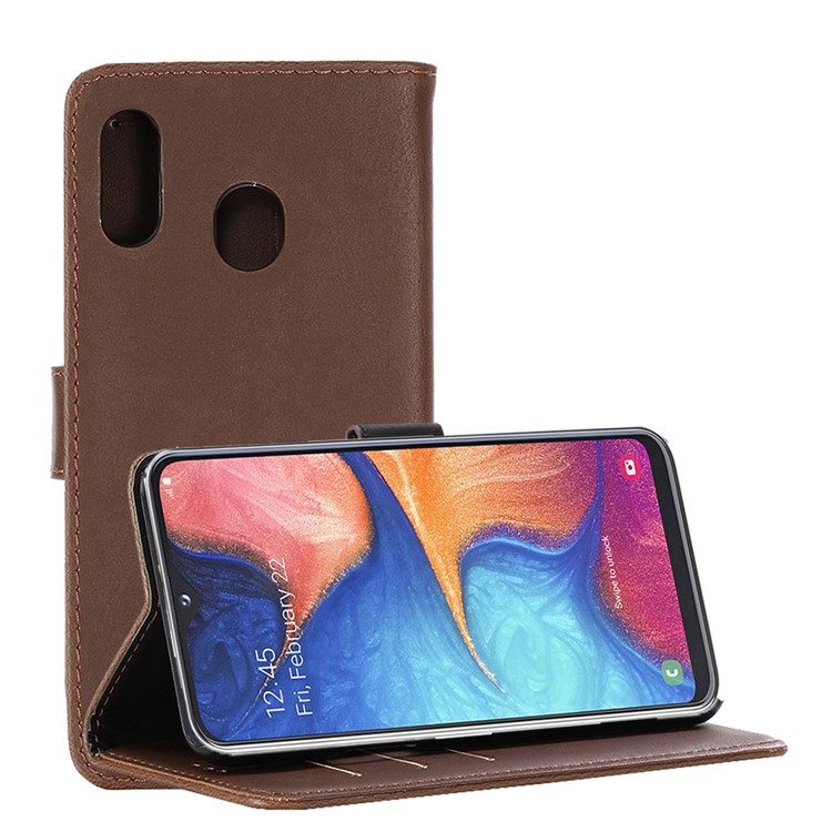 Crazy Horse Texture Retro Leather Flip Case for Samsung Galaxy A20e - Coffee-9