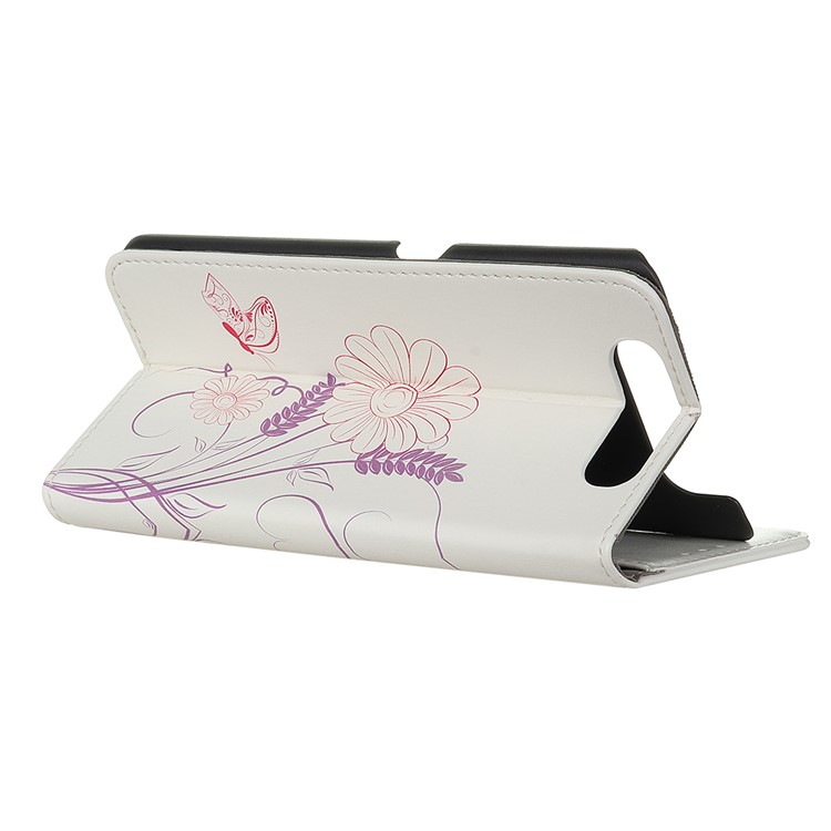 Pattern Printing Stand Leather Mobile Casing for Samsung Galaxy A90/Galaxy A80 - Butterfly and Flower-5