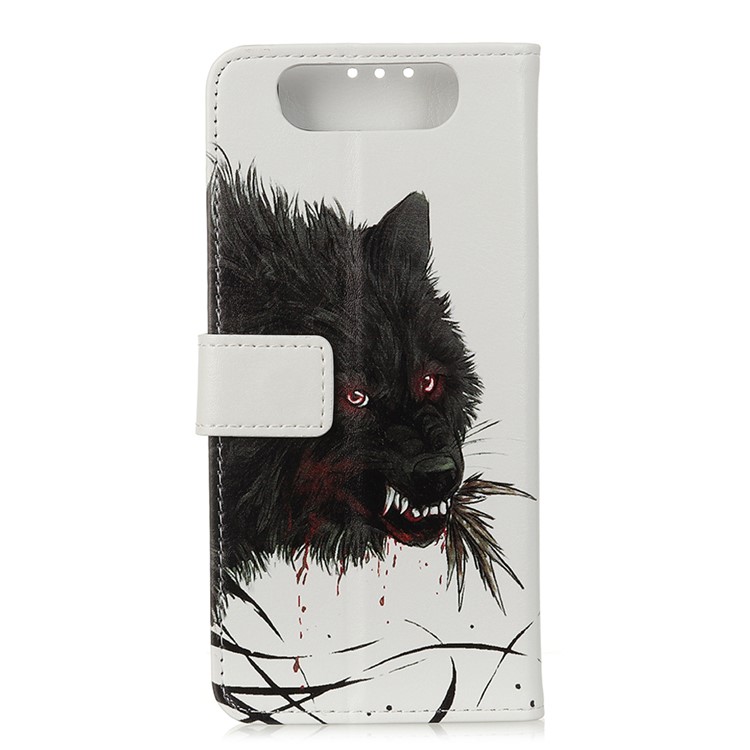Pattern Printing Stand Leather Mobile Casing for Samsung Galaxy A90/Galaxy A80 - Bloody Wolf-4