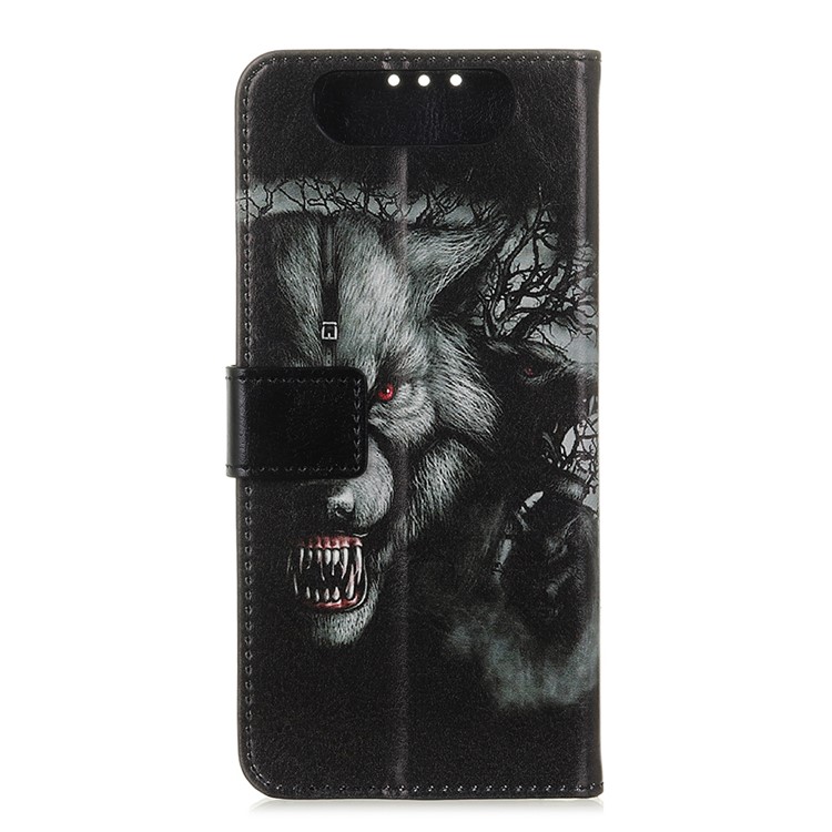 Pattern Printing Stand Leather Mobile Casing for Samsung Galaxy A90/Galaxy A80 - Fierce Wolf-4