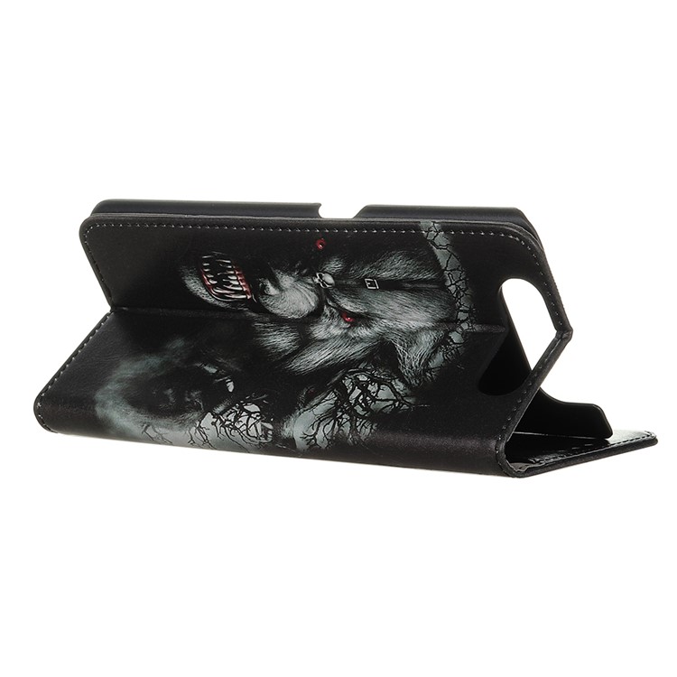 Pattern Printing Stand Leather Mobile Casing for Samsung Galaxy A90/Galaxy A80 - Fierce Wolf-5