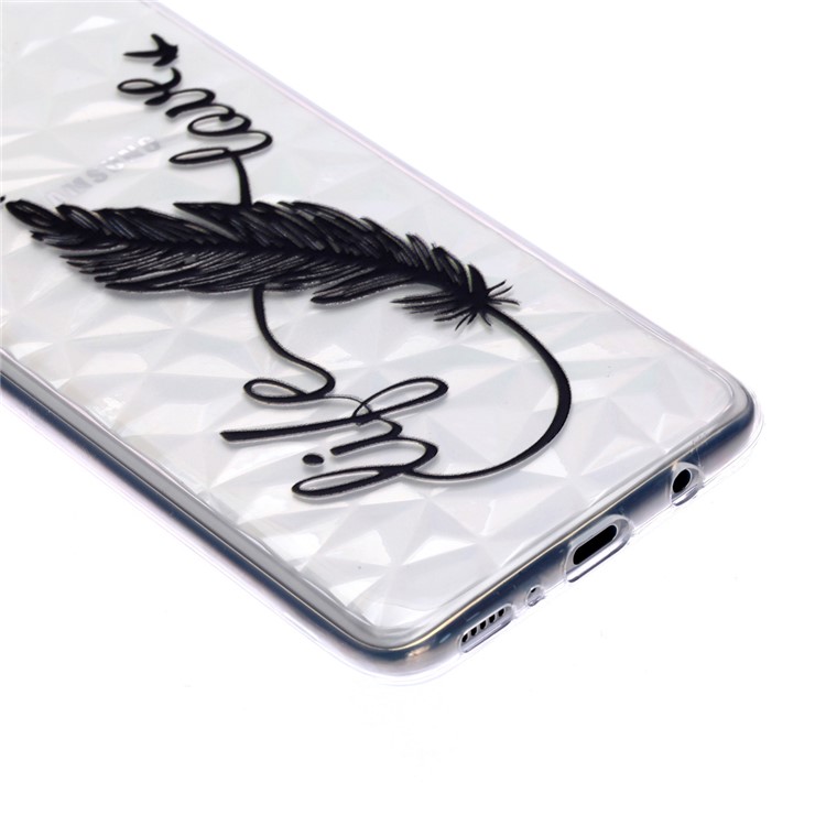 Embossed Pattern 3D Diamond Texture Soft TPU Back Case for Samsung Galaxy A70 - Feather-3