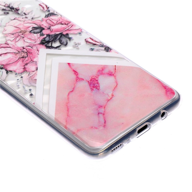 Embossed Pattern 3D Diamond Texture Soft TPU Back Case for Samsung Galaxy A70 - Marble Pattern and Flower-3