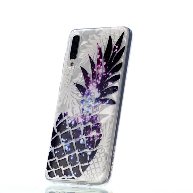 Embossed Pattern 3D Diamond Texture Soft TPU Back Case for Samsung Galaxy A70 - Pineapple-6