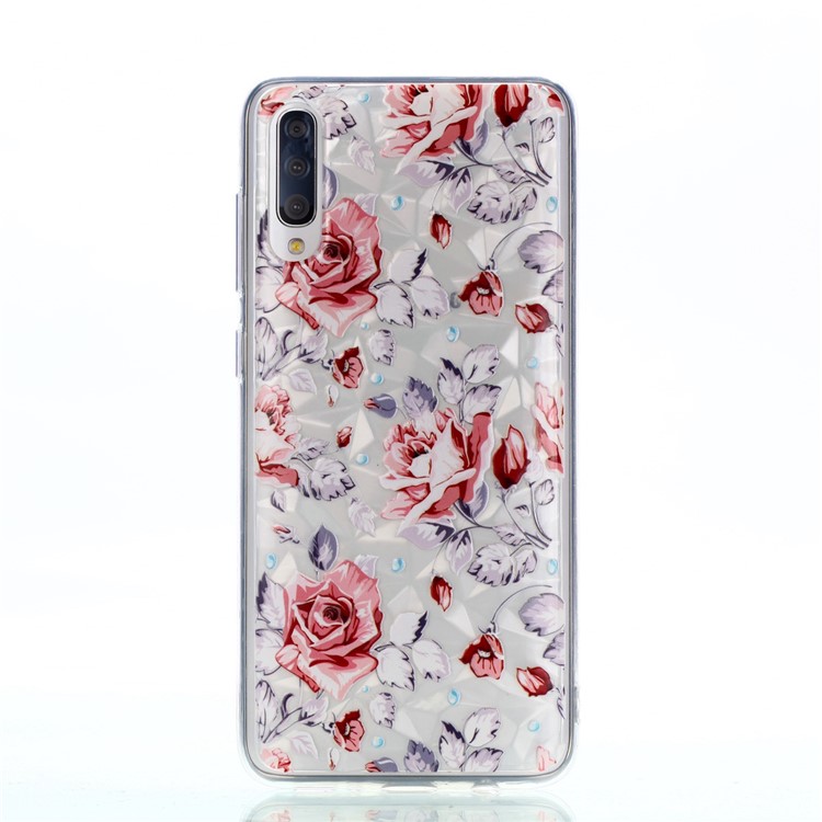 Embossed Pattern 3D Diamond Texture Soft TPU Back Case for Samsung Galaxy A70 - Vivid Flowers-2