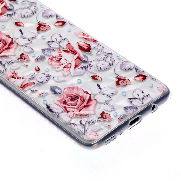 Embossed Pattern 3D Diamond Texture Soft TPU Back Case for Samsung Galaxy A70 - Vivid Flowers-3