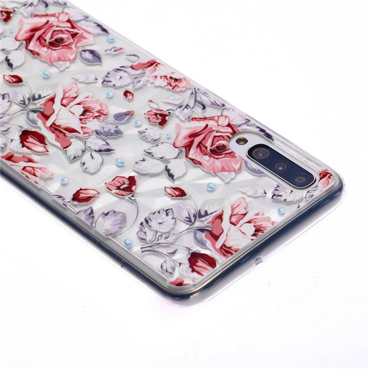 Embossed Pattern 3D Diamond Texture Soft TPU Back Case for Samsung Galaxy A70 - Vivid Flowers-4