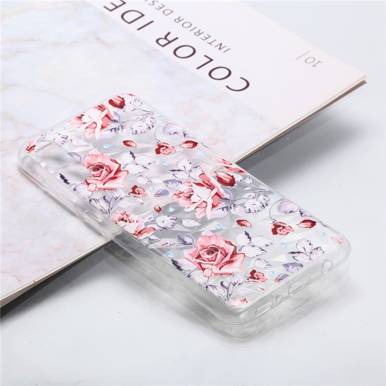 Embossed Pattern 3D Diamond Texture Soft TPU Back Case for Samsung Galaxy A70 - Vivid Flowers-5