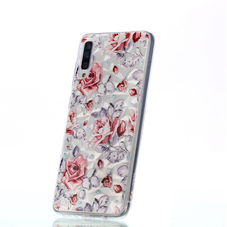 Embossed Pattern 3D Diamond Texture Soft TPU Back Case for Samsung Galaxy A70 - Vivid Flowers-6