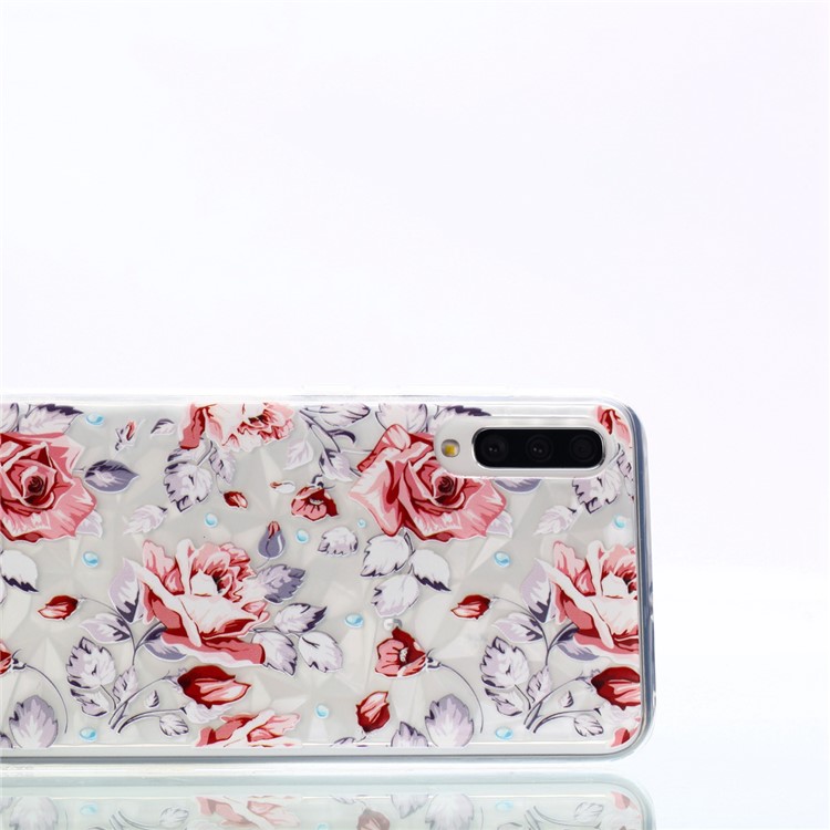 Embossed Pattern 3D Diamond Texture Soft TPU Back Case for Samsung Galaxy A70 - Vivid Flowers-7