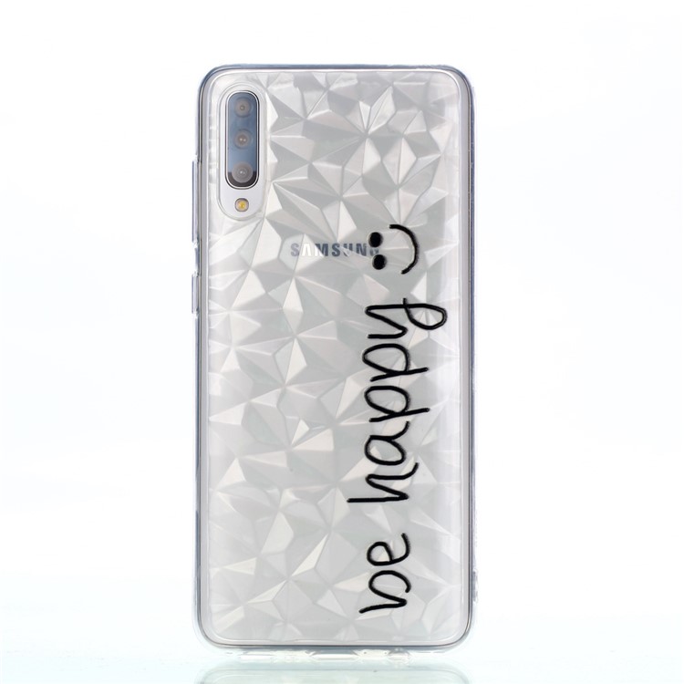 Embossed Pattern 3D Diamond Texture Soft TPU Back Case for Samsung Galaxy A70 - Be Happy-2