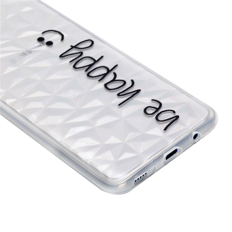 Embossed Pattern 3D Diamond Texture Soft TPU Back Case for Samsung Galaxy A70 - Be Happy-3