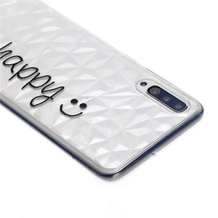 Embossed Pattern 3D Diamond Texture Soft TPU Back Case for Samsung Galaxy A70 - Be Happy-4