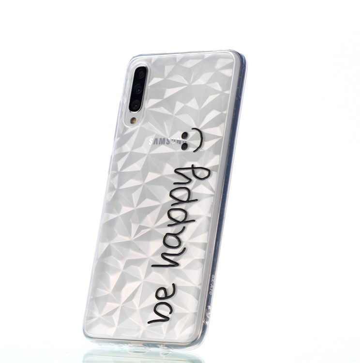 Embossed Pattern 3D Diamond Texture Soft TPU Back Case for Samsung Galaxy A70 - Be Happy-6