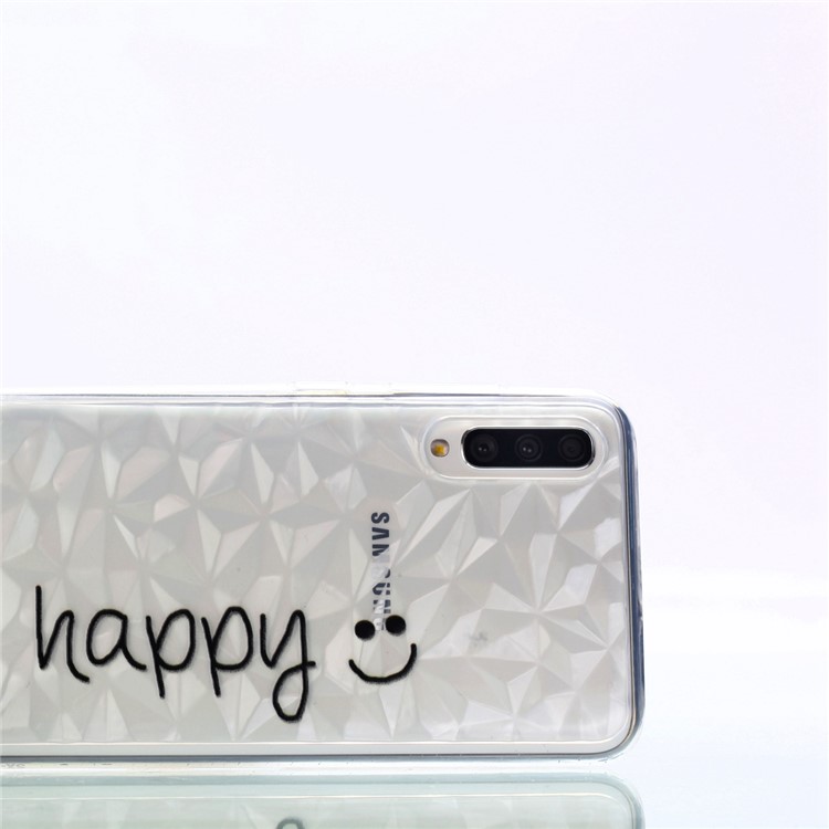 Embossed Pattern 3D Diamond Texture Soft TPU Back Case for Samsung Galaxy A70 - Be Happy-7