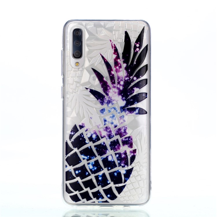 Embossed Pattern 3D Diamond Texture Soft TPU Back Case for Samsung Galaxy A50 - Pineapple-5