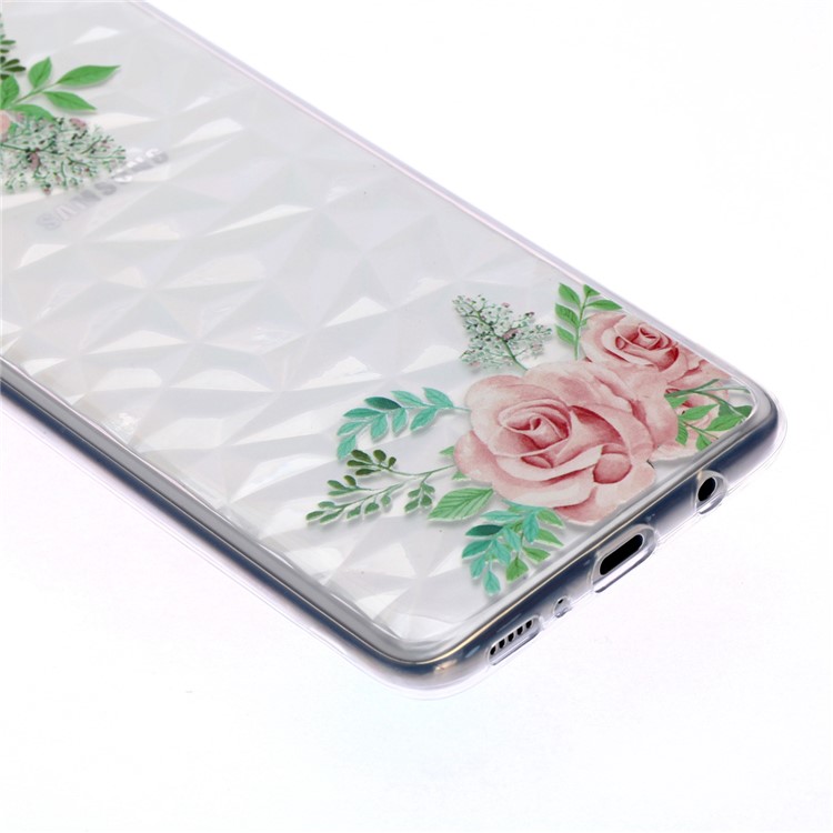 Embossed Pattern 3D Diamond Texture Soft TPU Back Case for Samsung Galaxy A50/A50s/A30s - Pink Roses-3