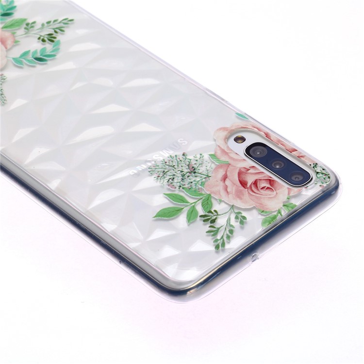 Embossed Pattern 3D Diamond Texture Soft TPU Back Case for Samsung Galaxy A50/A50s/A30s - Pink Roses-4