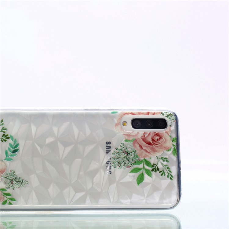Embossed Pattern 3D Diamond Texture Soft TPU Back Case for Samsung Galaxy A50/A50s/A30s - Pink Roses-7
