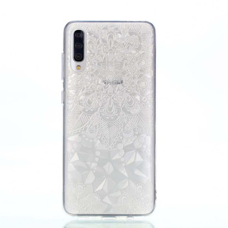 Embossed Pattern 3D Diamond Texture Soft TPU Back Case for Samsung Galaxy A50/A50s/A30s - White Lace-2
