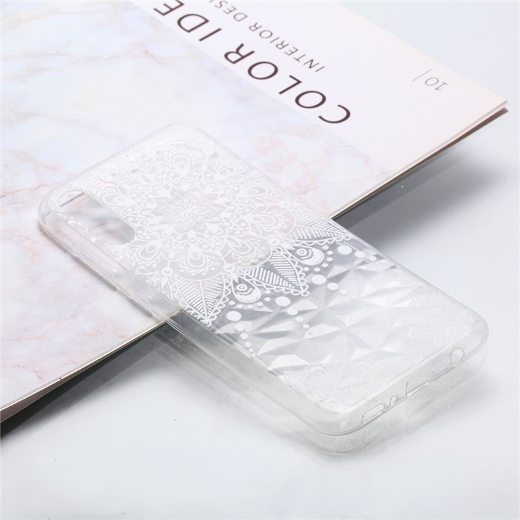 Embossed Pattern 3D Diamond Texture Soft TPU Back Case for Samsung Galaxy A50/A50s/A30s - White Lace-5