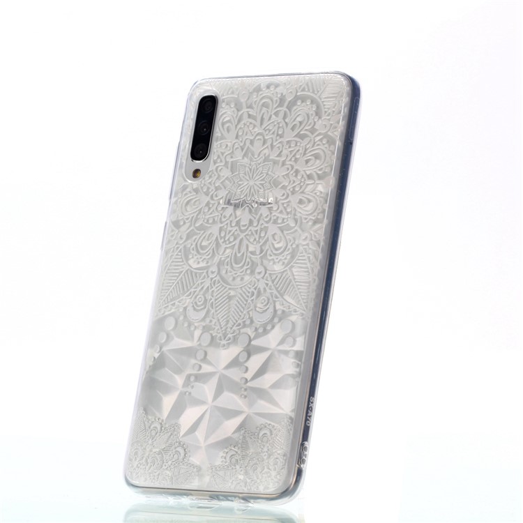 Embossed Pattern 3D Diamond Texture Soft TPU Back Case for Samsung Galaxy A50/A50s/A30s - White Lace-6