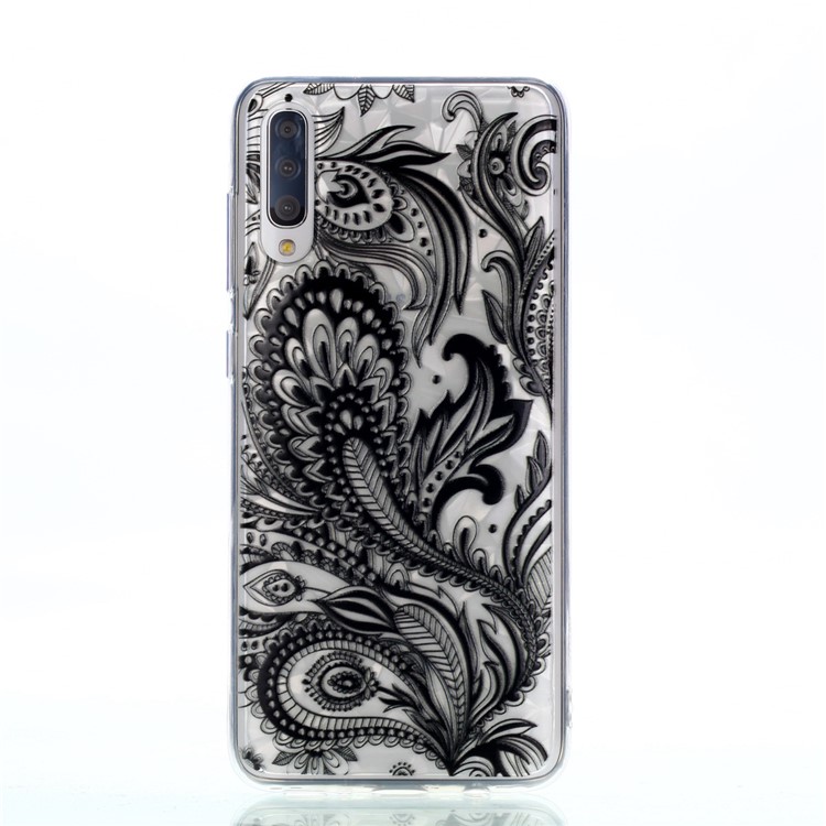 Embossed Pattern 3D Diamond Texture Soft TPU Back Case for Samsung Galaxy A50/A50s/A30s - Black Lace-2