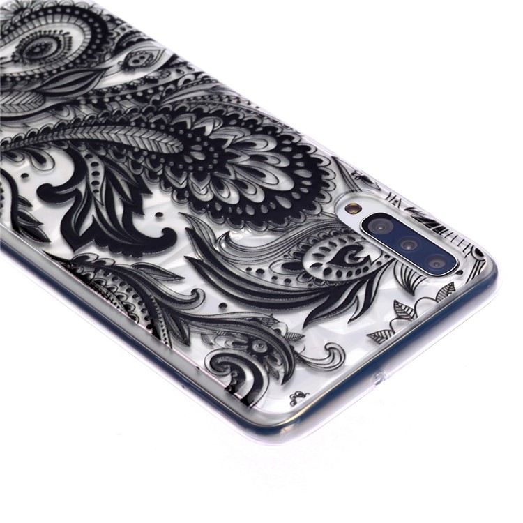 Embossed Pattern 3D Diamond Texture Soft TPU Back Case for Samsung Galaxy A50/A50s/A30s - Black Lace-4