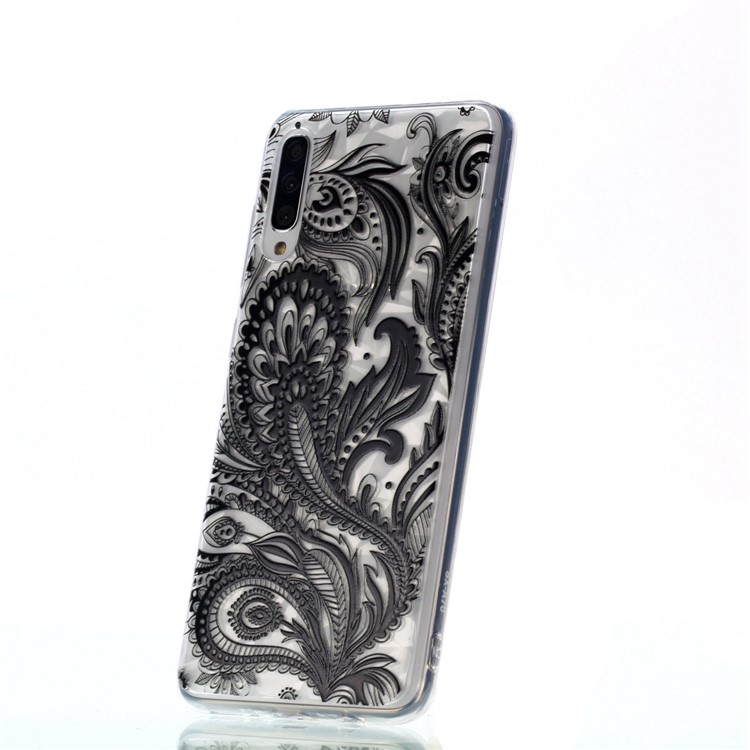 Embossed Pattern 3D Diamond Texture Soft TPU Back Case for Samsung Galaxy A50/A50s/A30s - Black Lace-6