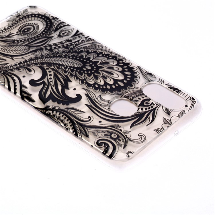 Embossed Pattern 3D Diamond Texture Soft TPU Back Case for Samsung Galaxy A40 - Black Lace-4