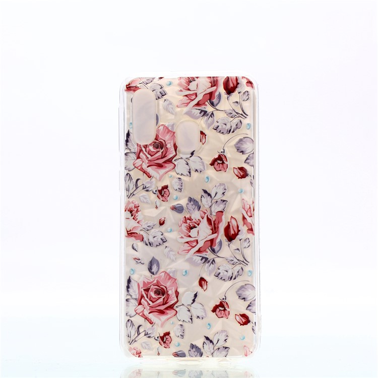 Embossed Pattern 3D Diamond Texture Soft TPU Back Case for Samsung Galaxy A40 - Vivid Flowers-2