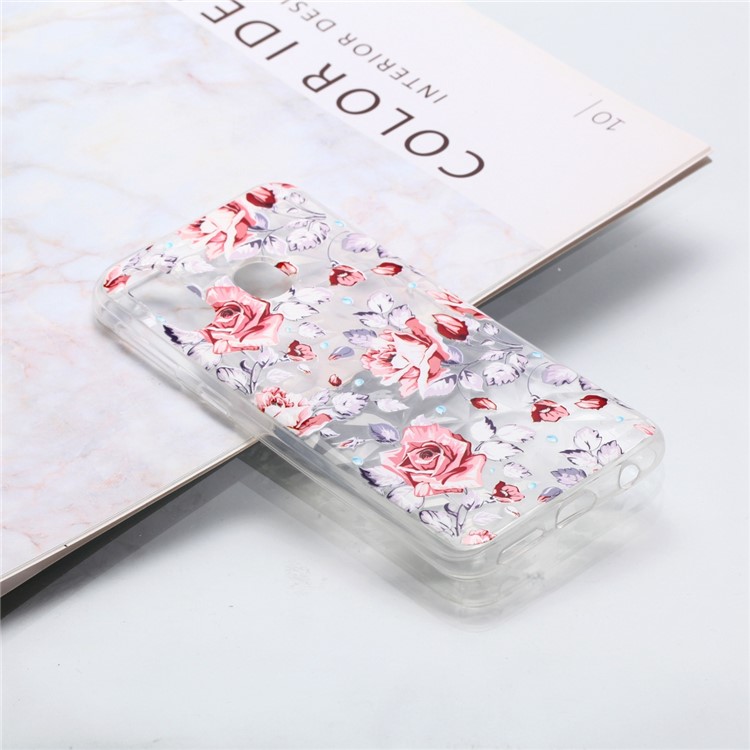 Embossed Pattern 3D Diamond Texture Soft TPU Back Case for Samsung Galaxy A40 - Vivid Flowers-5