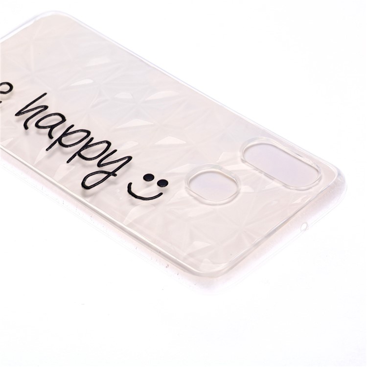 Embossed Pattern 3D Diamond Texture Soft TPU Back Case for Samsung Galaxy A40 - Be Happy-4