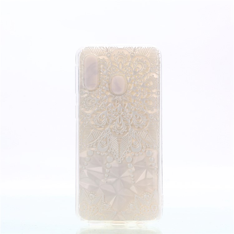 Embossed Pattern 3D Diamond Texture Soft TPU Back Case for Samsung Galaxy A40 - White Lace-2