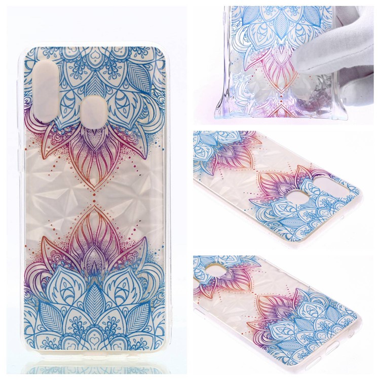 Embossed Pattern 3D Diamond Texture Soft TPU Back Case for Samsung Galaxy A40 - Two Mandalas-1