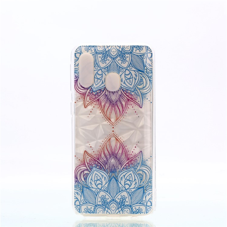 Embossed Pattern 3D Diamond Texture Soft TPU Back Case for Samsung Galaxy A40 - Two Mandalas-2