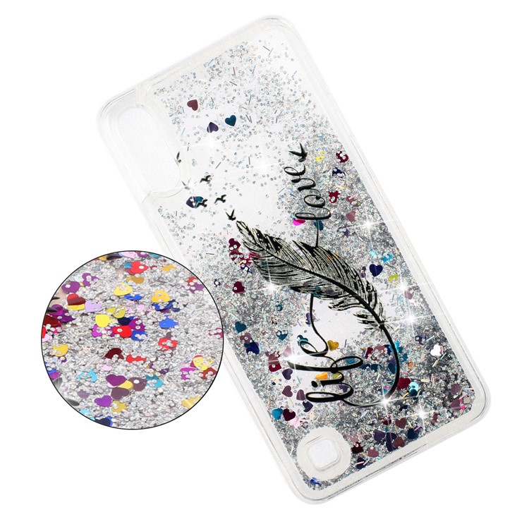 Embossment Pattern Quicksand TPU Back Phone Cover for Samsung Galaxy A10 / M10 - Black Feather-7