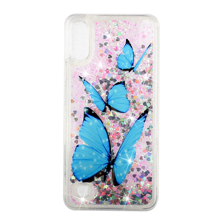 Embossment Pattern Quicksand TPU Back Phone Cover for Samsung Galaxy A10 / M10 - Blue Butterflies-2