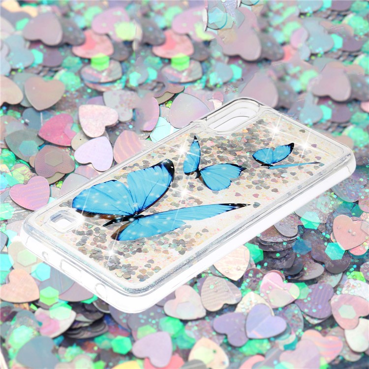Embossment Pattern Quicksand TPU Back Phone Cover for Samsung Galaxy A10 / M10 - Blue Butterflies-3