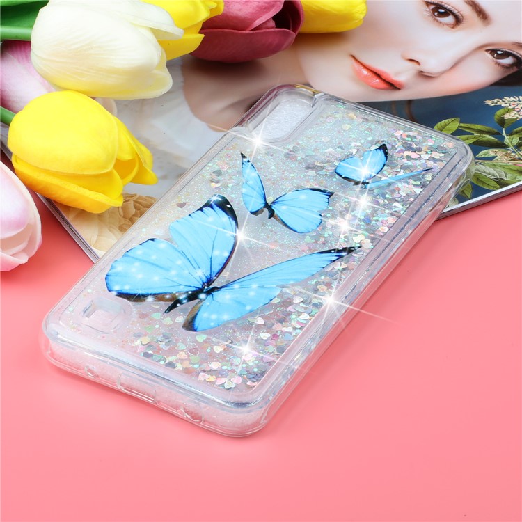 Embossment Pattern Quicksand TPU Back Phone Cover for Samsung Galaxy A10 / M10 - Blue Butterflies-6