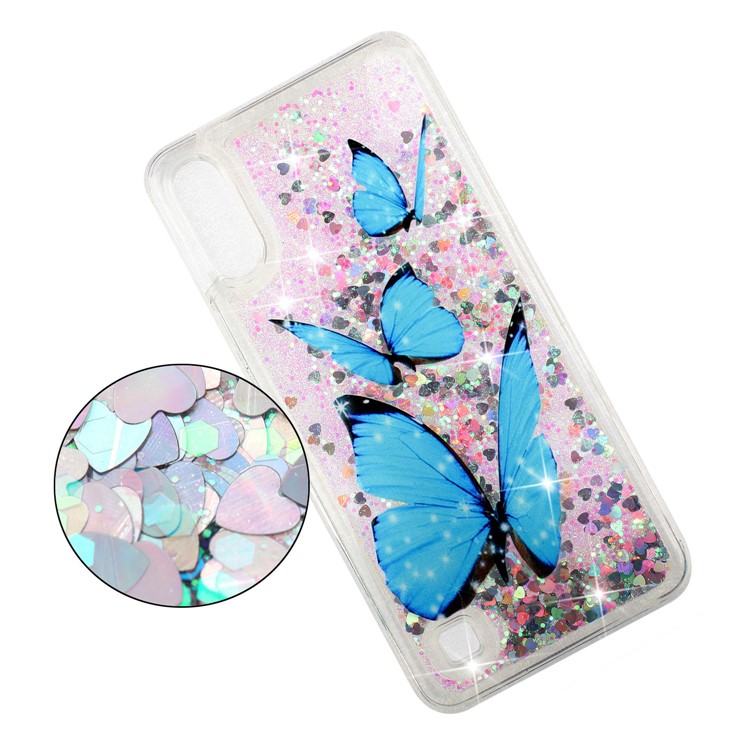 Embossment Pattern Quicksand TPU Back Phone Cover for Samsung Galaxy A10 / M10 - Blue Butterflies-7