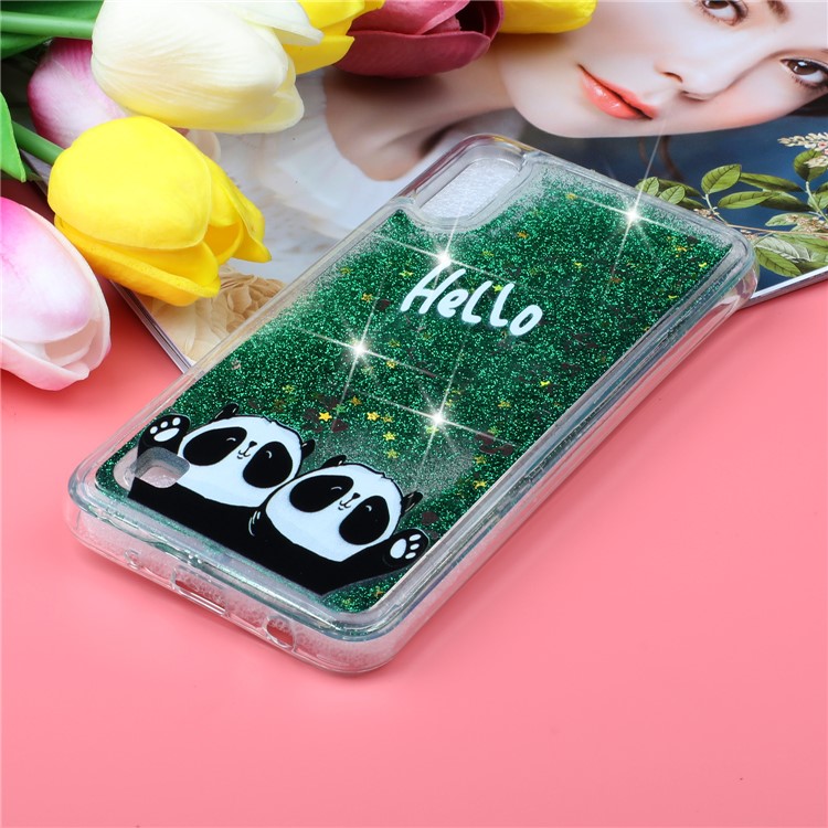 Embossment Pattern Quicksand TPU Back Phone Cover for Samsung Galaxy A10 / M10 - Hello and Pandas-5