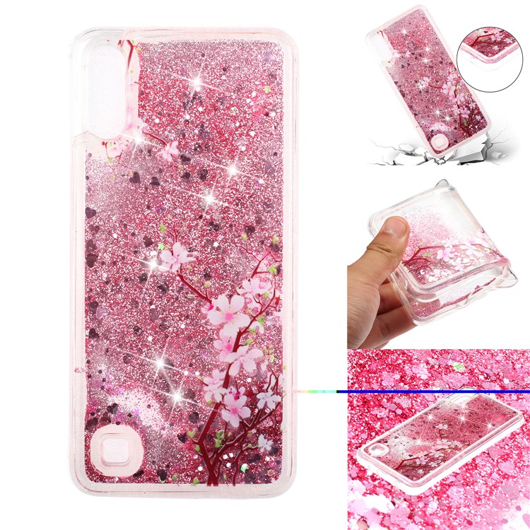 Embossment Pattern Quicksand TPU Back Phone Cover for Samsung Galaxy A10 / M10 - Peach Blossom-1