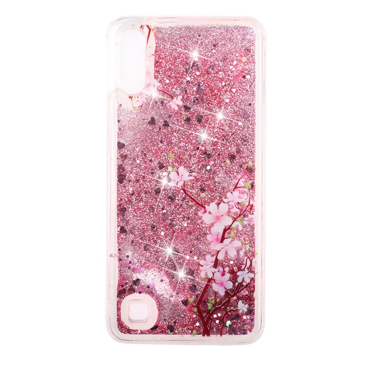 Embossment Pattern Quicksand TPU Back Phone Cover for Samsung Galaxy A10 / M10 - Peach Blossom-2