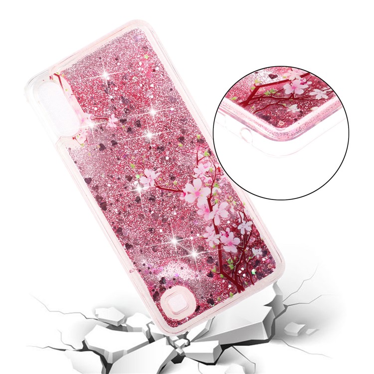 Embossment Pattern Quicksand TPU Back Phone Cover for Samsung Galaxy A10 / M10 - Peach Blossom-5
