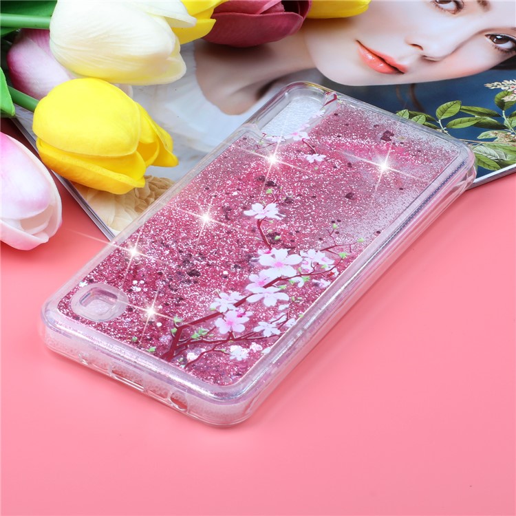 Embossment Pattern Quicksand TPU Back Phone Cover for Samsung Galaxy A10 / M10 - Peach Blossom-6