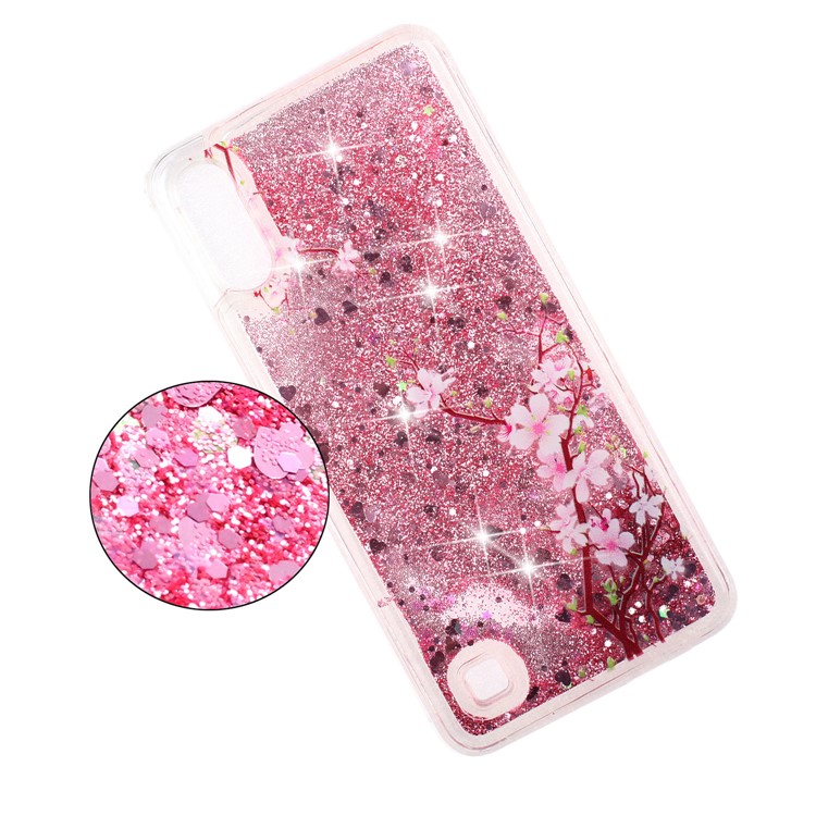 Embossment Pattern Quicksand TPU Back Phone Cover for Samsung Galaxy A10 / M10 - Peach Blossom-7